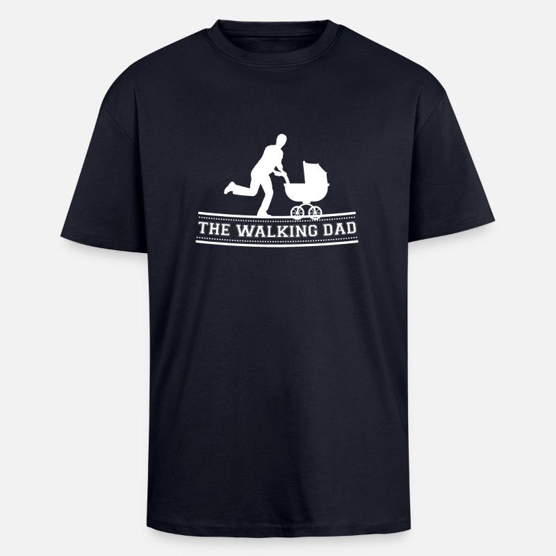 The Walking Dad - Oversized Heavyweight Unisex T-Shirt - French Navy