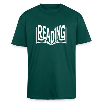 Lecture - Cool Book Lover Design - T-shirt unisexe oversize épais - hunter green - Devant - Alina (178cm) & Michal (187cm)