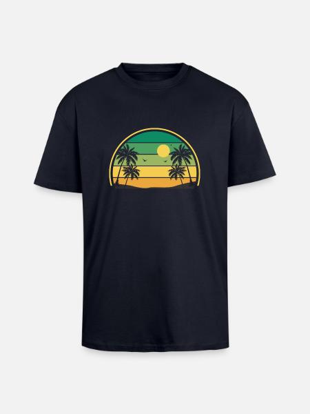 Retro Summer Sunset - Unisex Oversized Heavyweight T-shirt - french navy