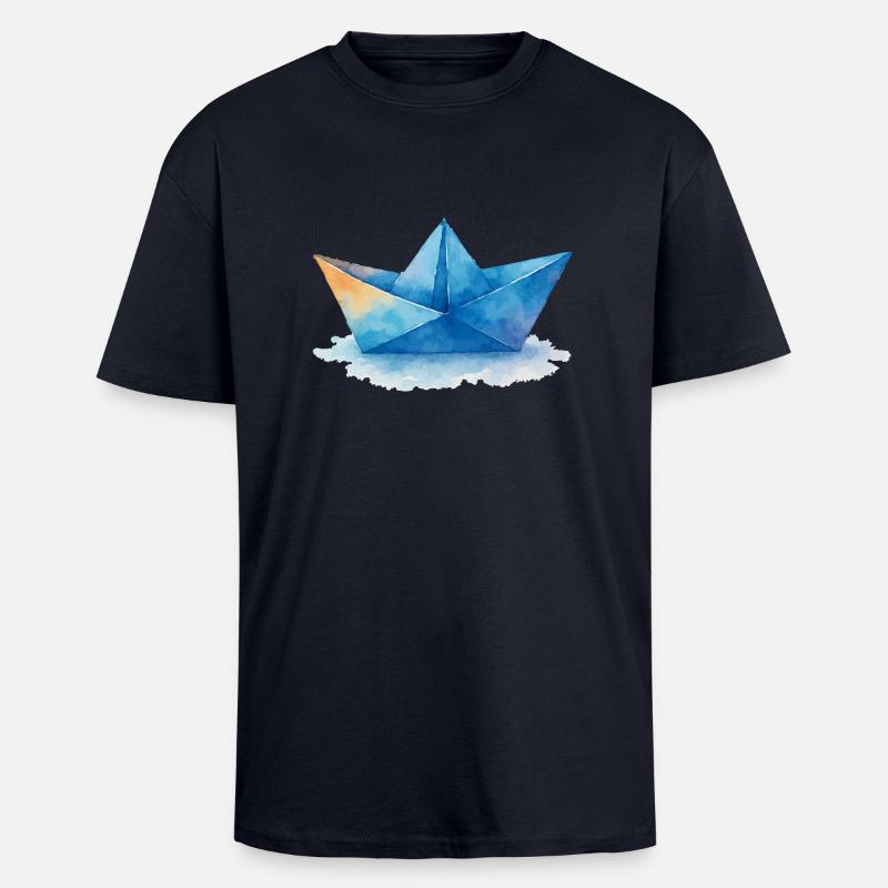 papierboot aquarell - Oversized Heavyweight Unisex T-Shirt - French Navy