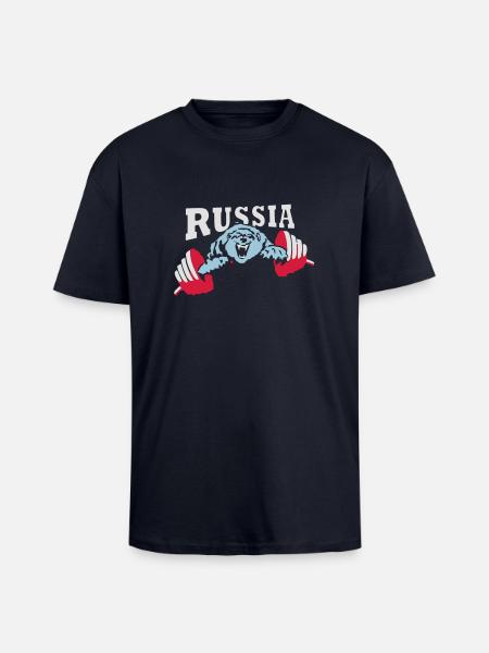 Russie ours - T-shirt unisexe oversize épais - bleu marine
