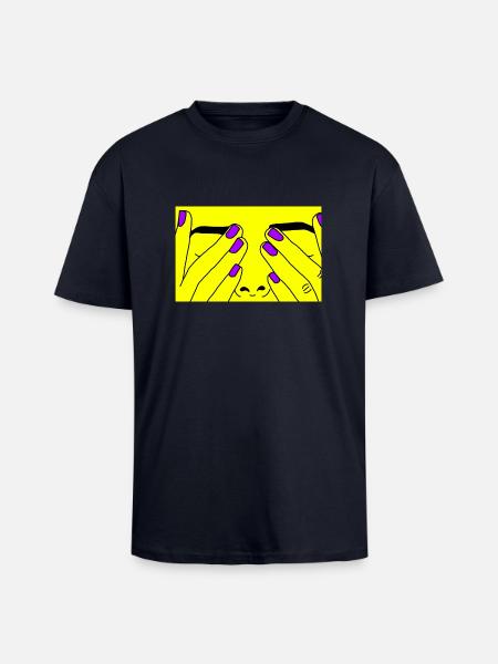 Face yellow - Unisex Oversized Heavyweight T-shirt - french navy