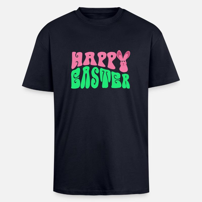 Frohe Ostern - Happy Easter - Oversized Heavyweight Unisex T-Shirt - French Navy