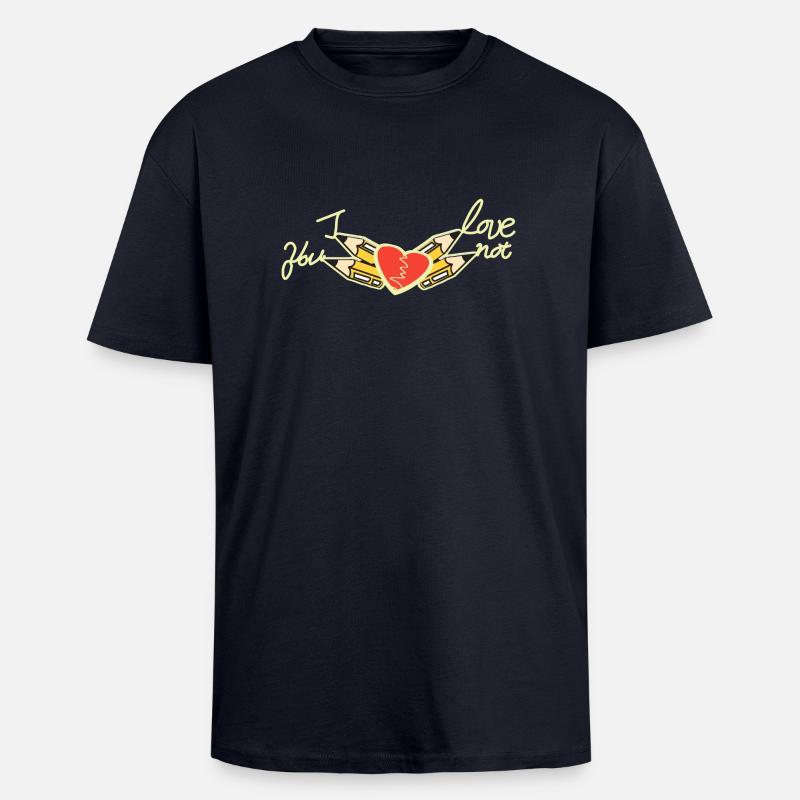 Je ne t’aime pas - T-shirt unisexe oversize épais - bleu marine