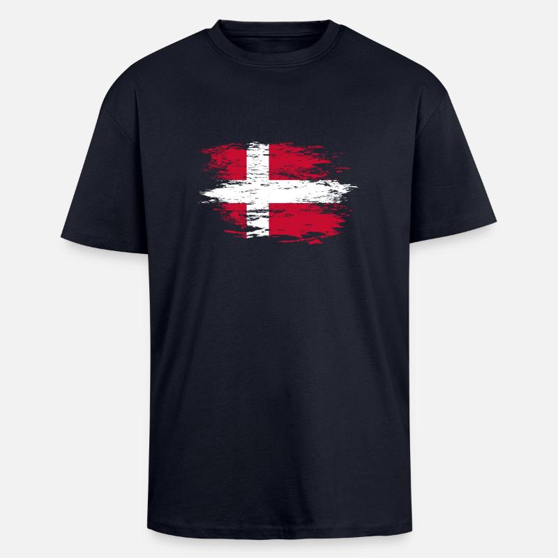 Drapeau du Danemark utilisé - T-shirt unisexe oversize épais - bleu marine