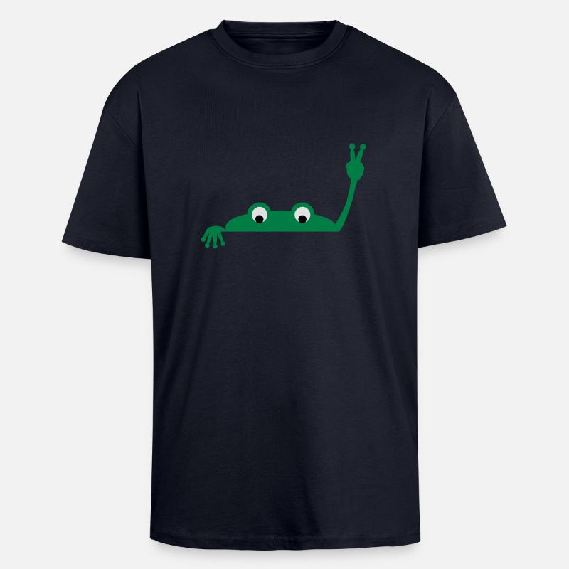 Frog face - Oversized Heavyweight Unisex T-Shirt - French Navy