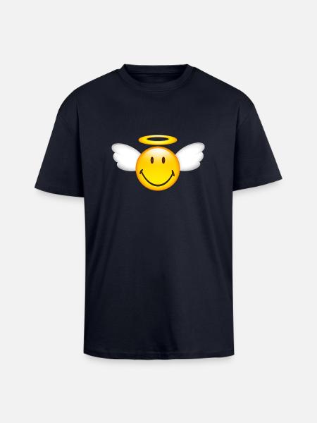 Smiley Glossy Angel - Unisex oversized t-shirt i kraftig kvalitet - marinblå