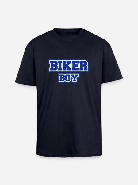 Biker Boy - Oversized Heavyweight Unisex T-Shirt - French Navy