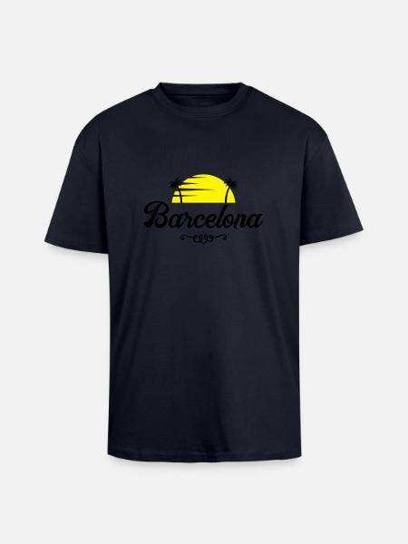 barcelona sunset - Oversized Heavyweight Unisex T-Shirt - French Navy