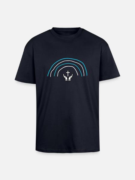 croix catholique irradiante - T-shirt unisexe oversize épais - bleu marine