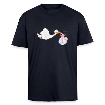 baby337 - Unisex Oversized Heavyweight T-shirt - french navy - Front - Alina (178cm) & Michal (187cm)