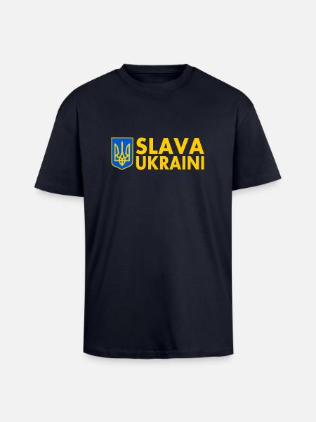 Slava ukraini - Oversized Heavyweight Unisex T-Shirt - French Navy