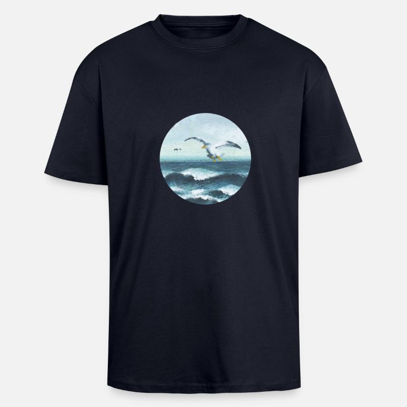Möwen - Oversized Heavyweight Unisex T-Shirt - French Navy