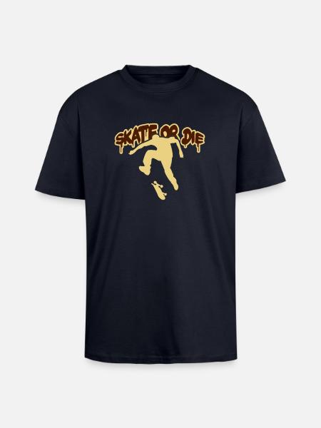 Skate Or Die - Oversized Heavyweight Unisex T-Shirt - French Navy