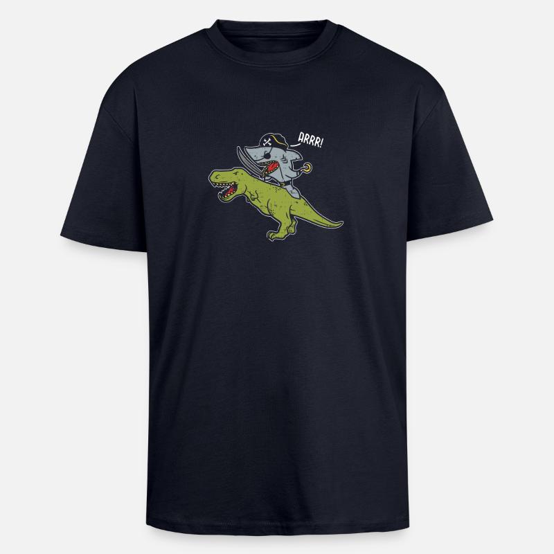 Hai reitet Dinosaurier - Oversized Heavyweight Unisex T-Shirt - French Navy