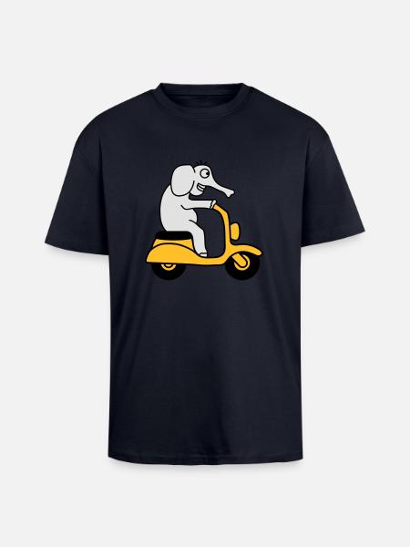 Moped Elephant - Oversized Heavyweight Unisex T-Shirt - French Navy