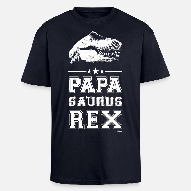 Papa Saurus Rex - Oversized Heavyweight Unisex T-Shirt - French Navy