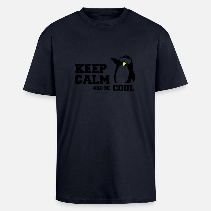 penguin keep calm - Unisex Oversized Heavyweight T-shirt - french navy