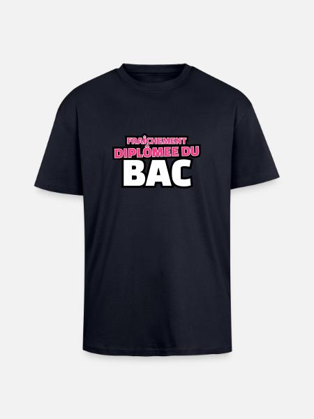 fraîchement diplomée du bac - T-shirt unisexe oversize épais - bleu marine