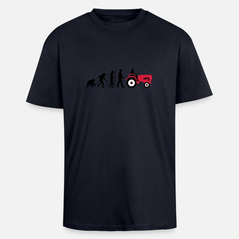 evolution_bauer_mit_traktor_032013_a_3c - Oversized Heavyweight Unisex T-Shirt - French Navy