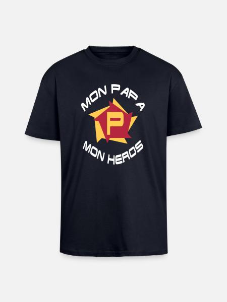 Mon papa mon héros - Unisex Oversized Heavyweight T-shirt - french navy