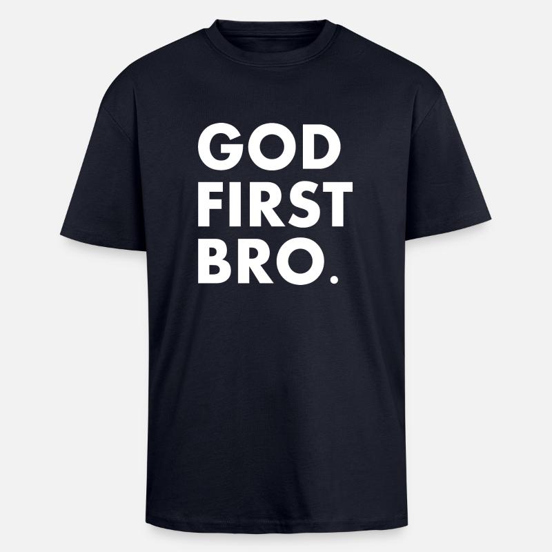 God first bro - Oversized Heavyweight Unisex T-Shirt - French Navy