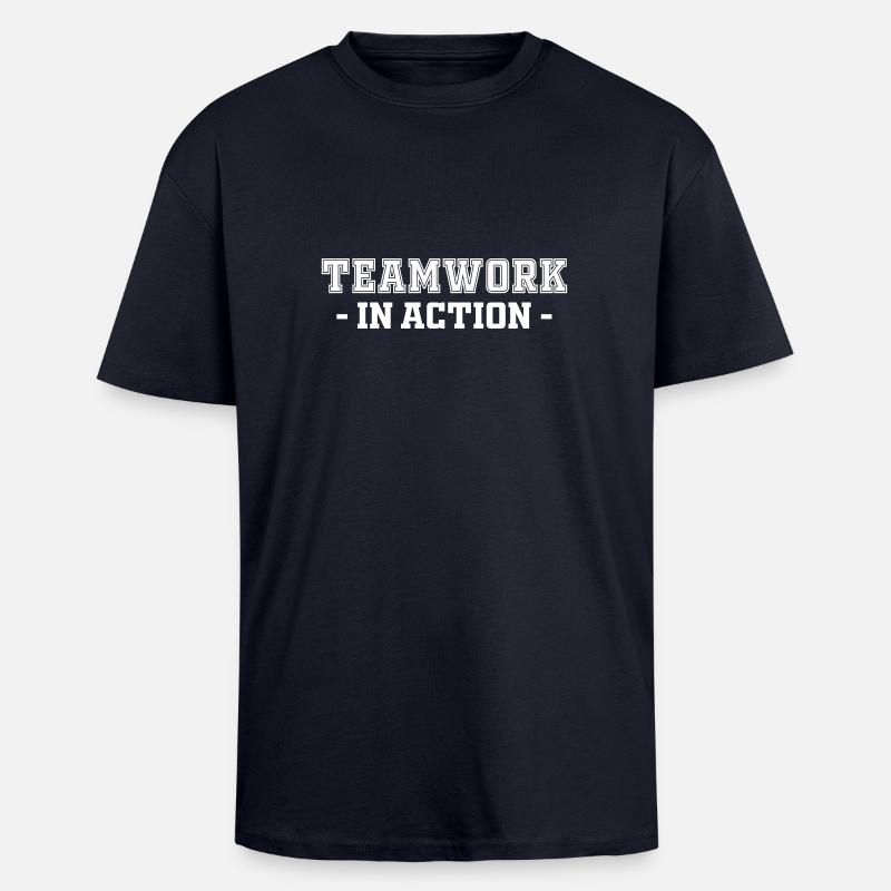 Teamworkinaction - T-shirt unisexe oversize épais - bleu marine