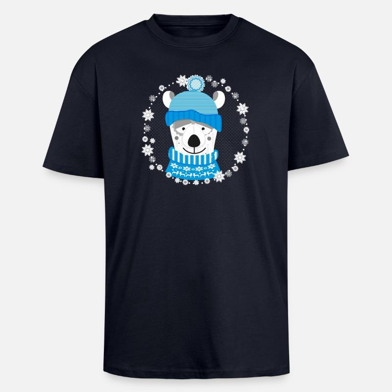 Eisbär mit Mütze und Pulli - Oversized Heavyweight Unisex T-Shirt - French Navy