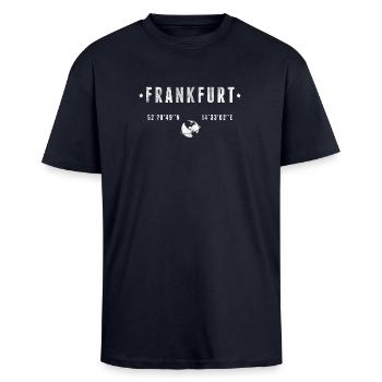 Frankfurt - Oversized Heavyweight Unisex T-Shirt - French Navy - Vorne - Alina (178cm) & Michal (187cm)