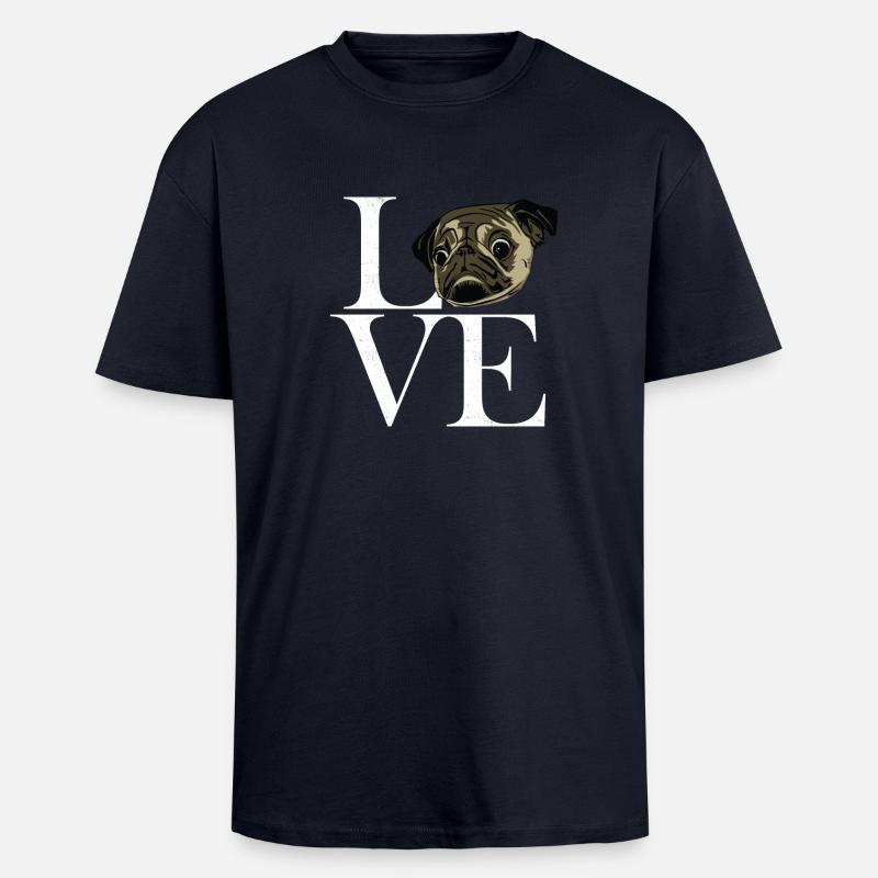 Pug white - Unisex Oversized Heavyweight T-shirt - french navy