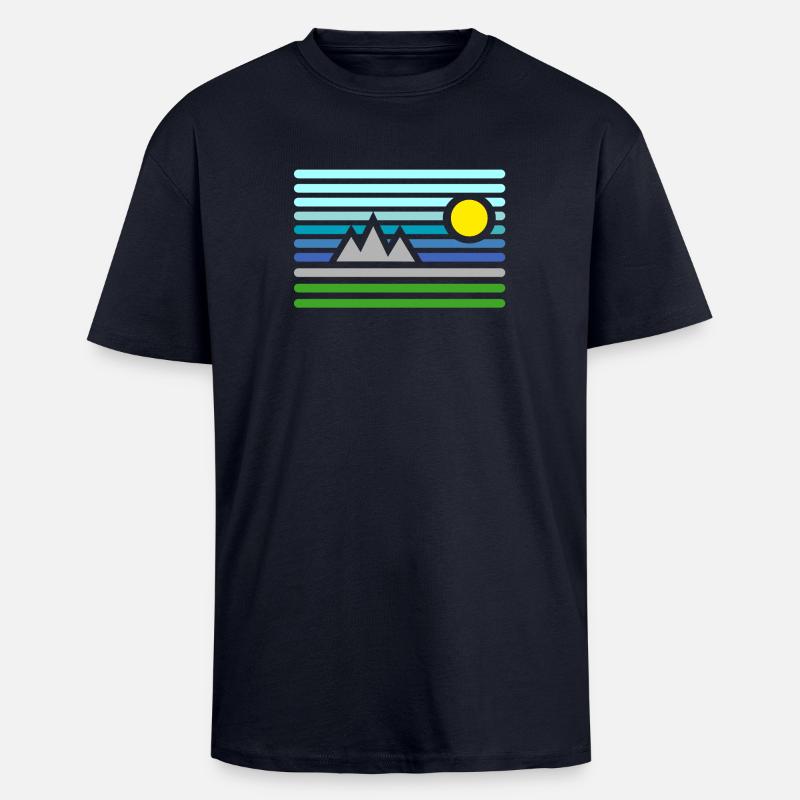 Berge - Oversized Heavyweight Unisex T-Shirt - French Navy