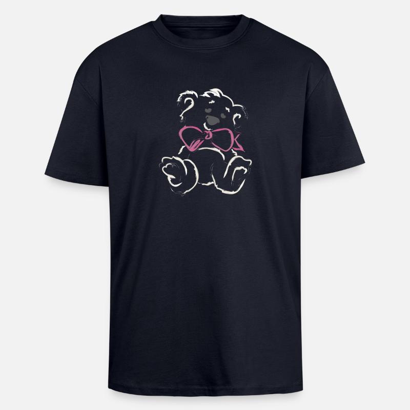 Teddybär Mädchen mit Schleife - Oversized Heavyweight Unisex T-Shirt - French Navy