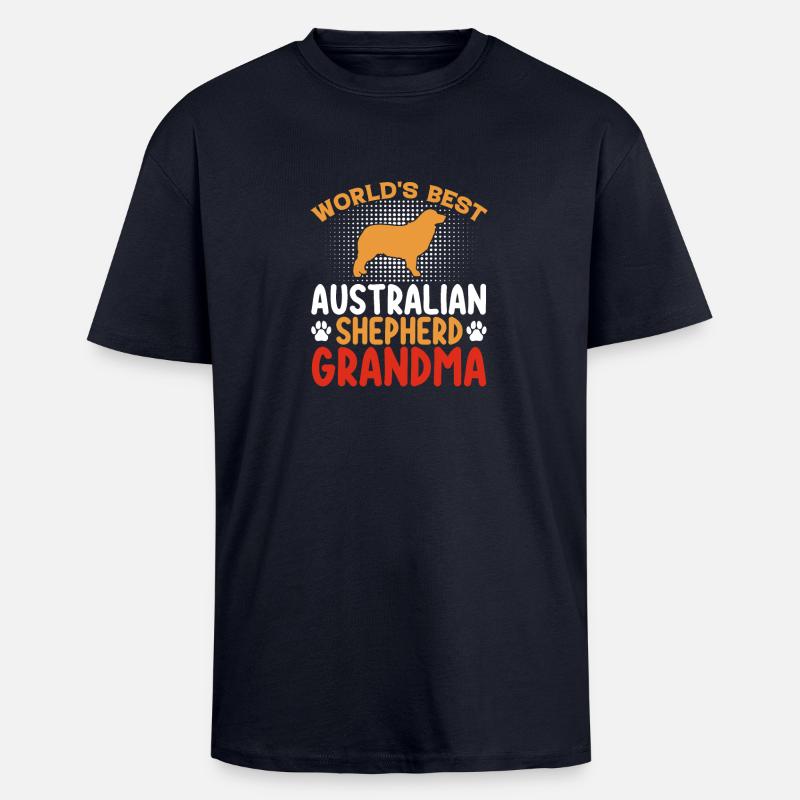 Australian Shepherd Mom Hidden - Unisex Oversized Heavyweight T-shirt - french navy