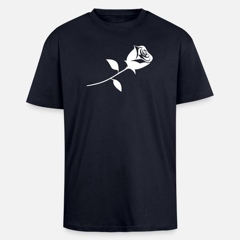 Eine Rose - Oversized Heavyweight Unisex T-Shirt - French Navy