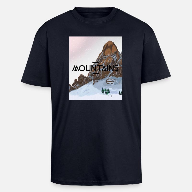 Verschneiter Berg - Oversized Heavyweight Unisex T-Shirt - French Navy