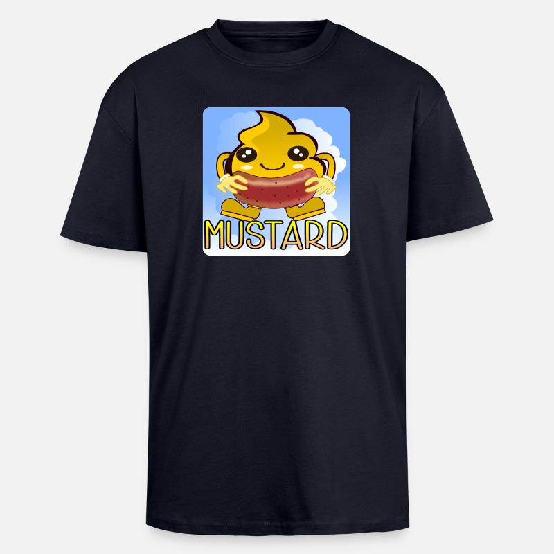 BARBECUE À LA MOUTARDE - T-shirt unisexe oversize épais - bleu marine