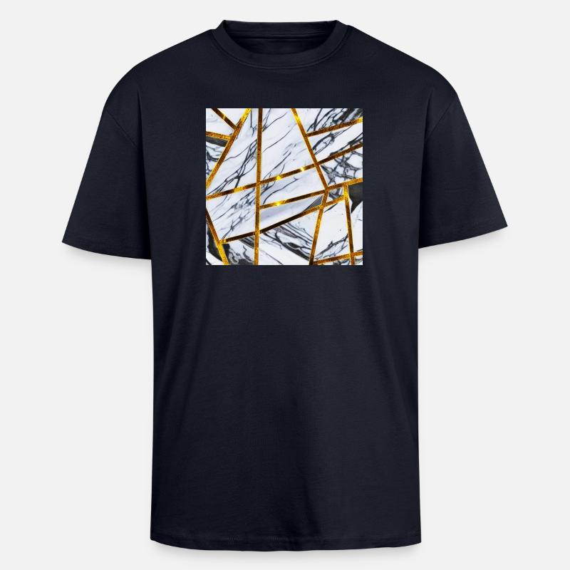 Marbre Or Blanc - T-shirt unisexe oversize épais - bleu marine