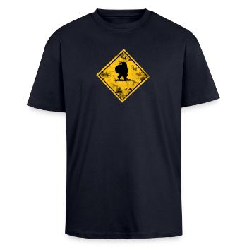 Santa Crossing - Unisex Oversized Heavyweight T-shirt - french navy - Front - Alina (178cm) & Michal (187cm)