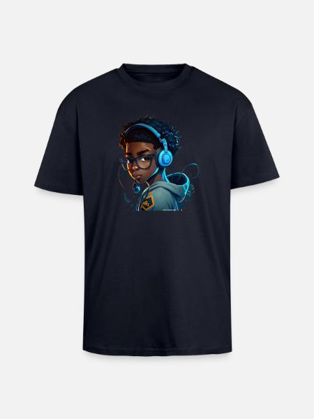 Digital gaming character with headset - Unisex Oversized Heavyweight T-shirt - french navy