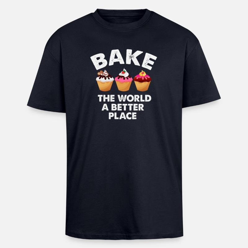 Cupcake-Dekoration mit motivierender Botschaft - Oversized Heavyweight Unisex T-Shirt - French Navy