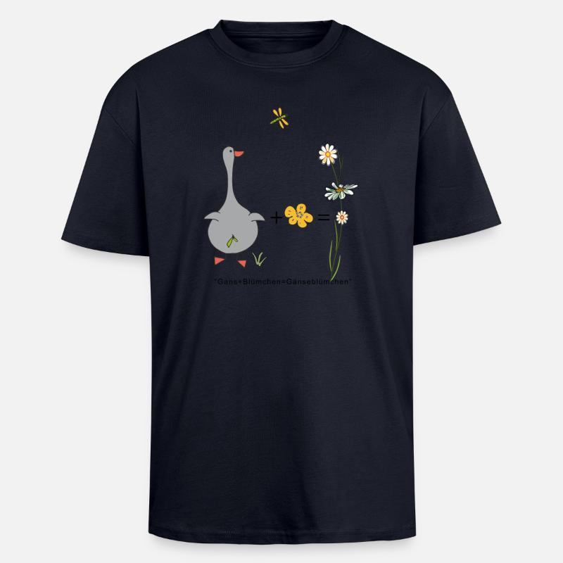 Gans und Blümchen gleich Gänseblümchen - Oversized Heavyweight Unisex T-Shirt - French Navy