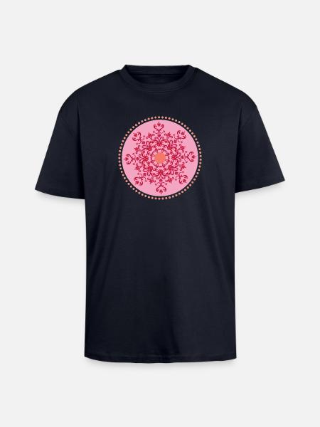 MandalaTribalArtPink - Oversized Heavyweight Unisex T-Shirt - French Navy