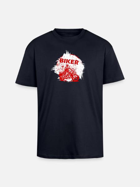 Red Biker Motorrad-Splash-Effekt - Oversized Heavyweight Unisex T-Shirt - French Navy