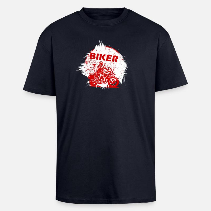Red Biker Motorrad-Splash-Effekt - Oversized Heavyweight Unisex T-Shirt - French Navy