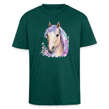 blockedTitle (Titre bloqué) - T-shirt unisexe oversize épais - hunter green - Devant - Alina (178cm) & Michal (187cm)
