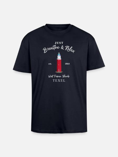 Texel, Relax Lighthouse Eierland, Netherlands - Unisex Oversized Heavyweight T-shirt - french navy