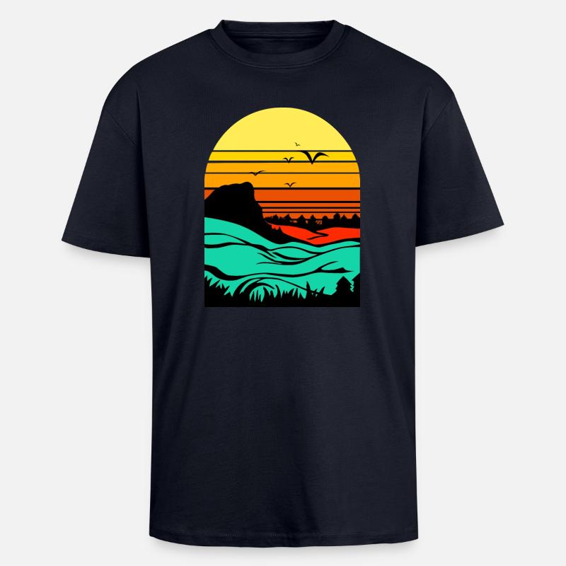 Abendrot - Oversized Heavyweight Unisex T-Shirt - French Navy