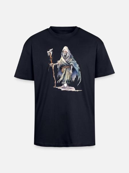 Totenbeschwörer mit Schädelstab – Dark Fantasy - Oversized Heavyweight Unisex T-Shirt - French Navy