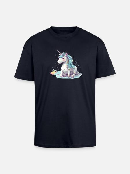 Reclining Unicorn - Unisex Oversized Heavyweight T-shirt - french navy