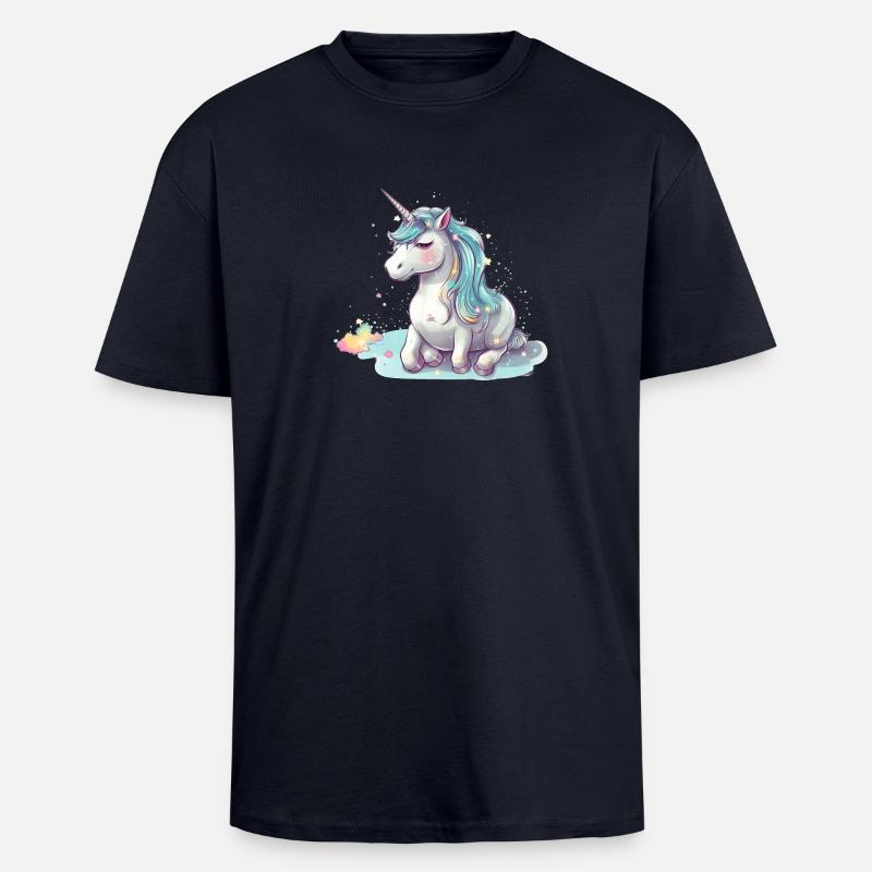 Reclining Unicorn - Unisex Oversized Heavyweight T-shirt - french navy